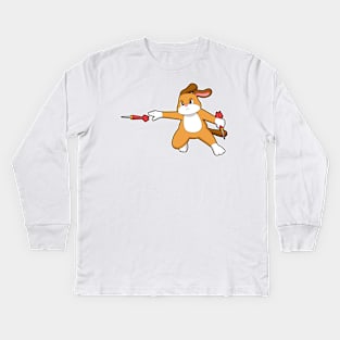 Dog at Darts with Dart Kids Long Sleeve T-Shirt